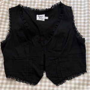 Princess Polly Black Cropped Lace Top